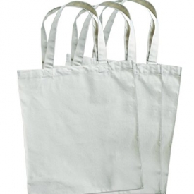 3 Pack Natural Cotton Canvas Compostable Grocery Totes, 12.5″x 13.5″x 6″