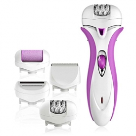 Alayna 4-in-1 Rechargeable Electric Epilator, Lady Shaver, Callus Remover Pumice Stone Rollers and Hair Clipper for Exfoliates Dead Skin and Safe Hair Removal for Women or Men