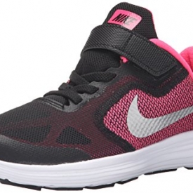 NIKE Kids’ Revolution 3 Running Shoe (PSV), Black/Metallic Silver/Hyper Pink/White, 3 M US Little Kid