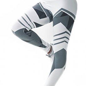 CFR Hot Sale Women’s Fitness Leggings High Waist Sport Workout Yoga Pants New Geometry Print Runnig Cycling Stretch Tight Trousers White,M UPS Post