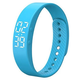 Smart Wristband Non-Bluetooth Pedometer Bracelet Fitness Tracker Smart Watch with Timer Vibration Alarm Step Calories Counter Distance Time / Date for Walk for Kids[Upgrade Version] (Blue)