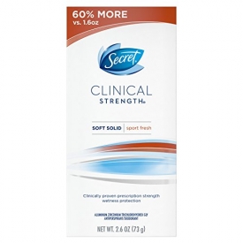 Secret Clinical Strength Antiperspirant and Deodorant Soft Solid, Sport Fresh, 2.6 Oz.  Packaging may Vary