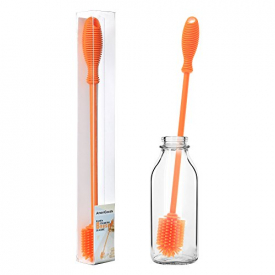 Silicone Bottle Cleaning Brush With 12″ Long Handle – Flexible Ergonomic Design – Best Scratch-Free Cleaning Tool For Water Bottles, Baby Bottles, Long Or Narrow Necked Bottles, Drinking Glasses Etc