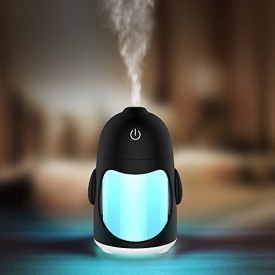 Walkas Mini Portable 7 Color LED Light Cool Mist Humidifier with Timed auto shutdown for Office Home (Black)