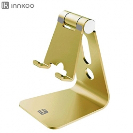 Multi-angle Adjustable Cell Phone Stand, InnKoo L1 Aluminum Cradle, Dock, Holder For iPhone X 8 7 6 6s Plus 5 5s 5c Samsung Galaxy and all Android Smartphone, Easy charging Accessories Desk (Golden)