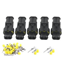 5 KIT 2 Pin Way Waterproof Electrical Wire Cable Connector Plug 1.5mm Series Terminals Heat Shrink