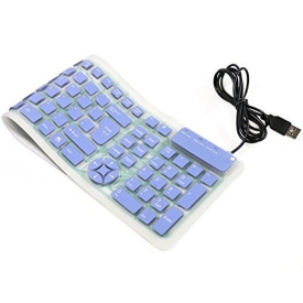 CHINFAI Portable Wired USB Keyboard Silicone Silent Waterproof Keyboards for Computer Laptop PC, Blue