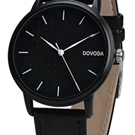 DOVODA Watches for Men Classy Stylish Quartz Analog Black Leather Strap Male Dress Watch