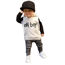 Kshion Infant Baby Girl Boy Clothes Set Fashion Hooded Tops+Pants Outfits (12-18Month)