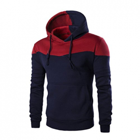 Jushye Men’s Hoodies, Boys Autumn Hoody Man Winter Winter Slim Hoodie Patchwork Warm Hooded Sweatshirt Coat Jacket Outwear Sweater (M, Navy)