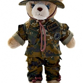 Stuffed 10″ female teddy bear in U.S. Marine Corps Woodland MarPat Utility Military Uniform-DigiCams