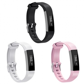 For Fitbit Alta HR Bands, Henoda 3PCS Replacement Silicone Wristband Accessories for Fitbit Alta HR Smart Watch, Women Men Kids Girls Style, (Black + Pink + Grey)