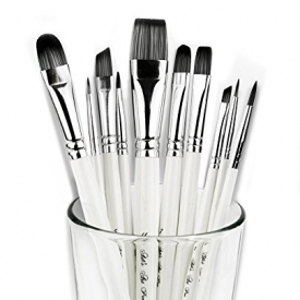 Art Paint Brushes Set for Acrylic Oil Watercolor, Artist Face and Body Professional Painting Kits with Synthetic Nylon Tips, 10 Pieces – White