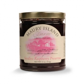 Gourmet Seedless Raspberry Preserves, 11 oz Jar – All Natural – by Maury Island Farms (Pack of 4)