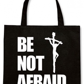 Be Not Afraid Crucifixion of Jesus Christ 14 Inch Black Nylon Book Bible Tote Bag Purse