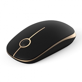 Jelly Comb 2.4G Slim Wireless Mouse with Nano Receiver (Black and Gold)
