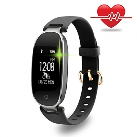 Fitness Tracker, WOWGO Women Sport Tracker Smart Watch Band Bracelet, Heart Rate Monitor Smart Bracelet,Wristband Watch with Health Sleep Activity Tracker Pedometer for Smart Phone (Black and Silver)