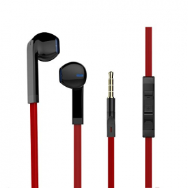 Marvotek Earbuds with Mic Stereo Wired In-Ear Earphones 3.5MM Jack Headphones for iPhone/Android (Black+Red)