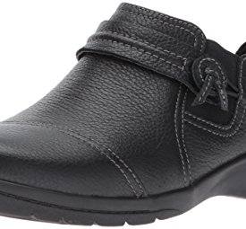 CLARKS Women’s Cheyn Madi Slip-On Loafer, Black Tumbled Leather, 8.5 M US