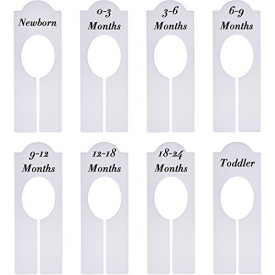 Willbond 8 Pieces Closet Dividers Baby Boy Girl Clothing Rack Size Dividers with Sizes Newborn to 18-24 Months