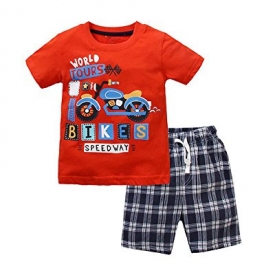 Yilaku Little Boys Clothing Set 2pcs T-Shirt and Shorts Kids Clothes Cartoon Summer 2-7 years (4-5 years, Red)