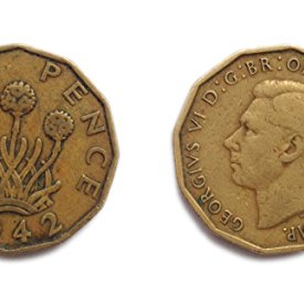 Coins for collectors – Circulated 1942 Threepenny bit / Three pence coin / 3p / Good grades