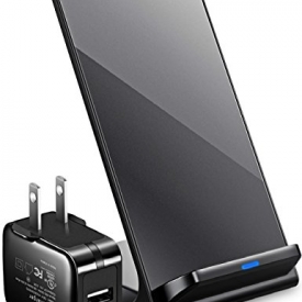 ElleSye iPhone X Wireless Charger, 3-Coil Qi Wireless Charger Stand Pad [Upgraded with 2A Adapter] for iPhone X, iPhone 8/8 Plus, Samsung Galaxy Note8, S8/S8 Plus/S7/S7 Edge and All QI-Enabled Devices