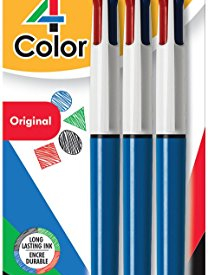 BIC 4-Color Ball Pen, Medium Point (1.0mm), Assorted Ink, 3-Count