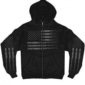 Flag Bullets Patriotic Marksmanship Zip Up Black Sweatshirt