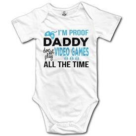 Gjtygdfhdty I’m Proof Daddy Does Not Play Video Games All The Time Baby Girls Boys Romper Bodysuit
