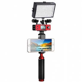 Saramonic Ultimate Smartphone Video Kit with Dual Stereo Microphones, Audio Mixer, LED Light and Stabilizing Rig for Apple iPhone 5, 5C, 5S, 6, 6S, 7, 8, X (Regular and Plus), Samsung Galaxy, and More