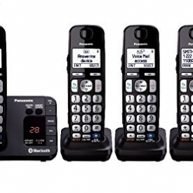Panasonic KX-TG454SK Link2Cell Bluetooth Enabled Phone with Answering Machine, 4 Cordless Handsets