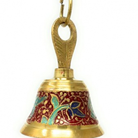 Handcrafted Elegant Brass Door Bell with Hanging Chain – Multicolor