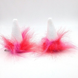 Be a Monster Horn Hair Clips with Pink Swirl Faux Monster Fur Ages 4 to 144