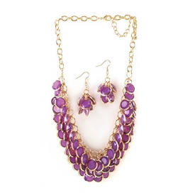 Breezy Couture Radiant Orchid Fish Scale Necklace And Jewelry Set