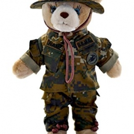 Stuffed 10″ female teddy bear in personalized custom embroidered U.S. Marine Corps Woodland MarPat Utility Military Uniform-DigiCams