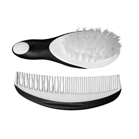 Cradle Cap Brush and Comb Set – Infant Baby Boys Girls Perfect Shower Gift – Black and White