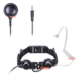 Zeadio 3.5mm smartphone Tactical Laryngophone Earpiece – Heavy Duty Throat Mic Covert Acoustic Tube with Finger PTT Microphone for iphone, Samsung, LG, HuaWei, iPad, Ipad Mini, Pc Computers etc.