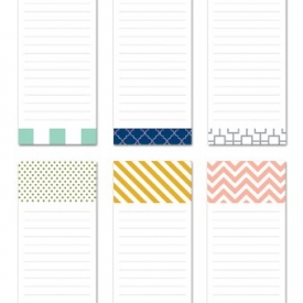 6 Magnetic Notepads – Modern Design Series – 6 Different Designs on 3.5″ x 9″ Pads
