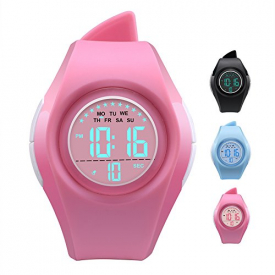 Kids Watch Waterproof Children Electronic Watch – Lighting Watch 50M Waterproof for Outdoor Sports,LED Digital Stopwatch with Chronograph, Alarm,Time Window Child Wrist Watch for Boys, Girls (Pink)