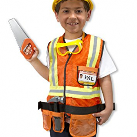 Melissa & Doug Construction Worker Role Play Costume Dress-Up Set (6 pcs)