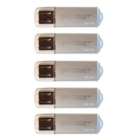Patriot Memory 32GB Pulse Series USB 2.0 Flash Drive – 5 Pack – Silver (PSF32GXPPS5PK)