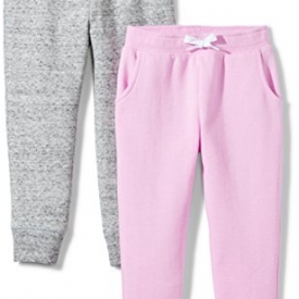 Spotted Zebra Big Girls’ 2-Pack Fleece Jogger Pants, Grey/Lavender, S