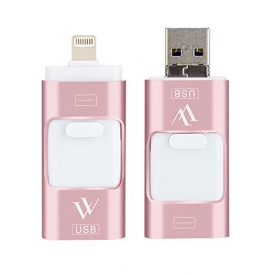 USB Flash Drive for Iphone 32 GB USB 3.0 Memory Expansion, 3 in 1 External Pen-Drive Storage Memory Stick for Apple ios Mac Android Windows (Pink)
