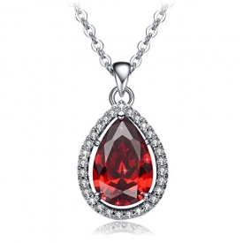 Valentines Day Gifts for Women NEEMODA Red Pendant Necklace for Girls Fashion Jewelry Cubic Zirconia Gift for Her Birthday Anniversary Valentines Day White Gold Plated