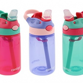 Contigo Kids Autospout Gizmo Water Bottles, 14oz (Cherry Blossom, Persian Green, & Lavender)