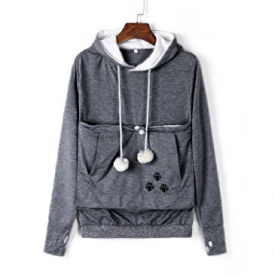 Unisex Big Kangaroo Pouch Hoodie Long Sleeve Pet Dog Holder Carrier Sweatshirt,Dark Gray,XXX-Large