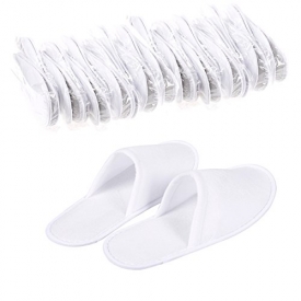 24 Pairs Disposable Slippers – 11.2 x 0.2 x 4.5 Inches Great for Hotel, Spa, Guest, Nail Salon Use – Non-Slip – Made From Fleece, White