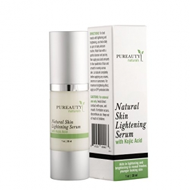 Skin Lightening Serum by Pureauty Naturals with Kojic Acid – Skin Whitening & Brightening Beauty Care Cream For Body, Face, Neck, Bikini, Sensitive Areas & All Skin Types – Dark Spot Corrector