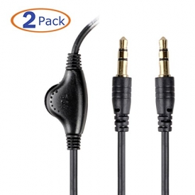 Conwork 2-Pack 3.5mm Male to Male Audio Extension Cable Stereo Headphone Cord with Volume Control 4Feet (Black)